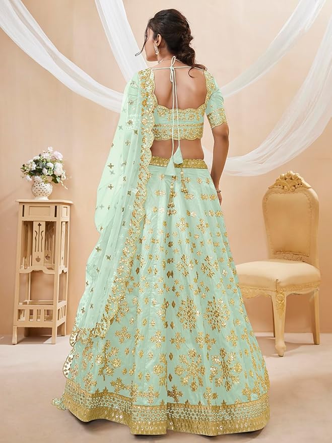 Zeel Clothing Art Women's Embroidered Georgette Lehenga Choli Set - Image 4