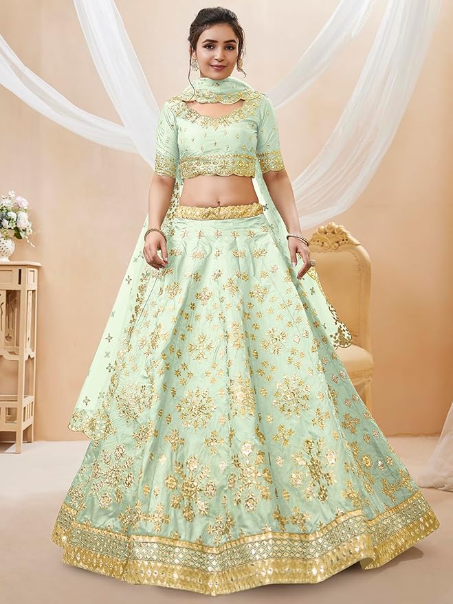 Zeel Clothing Art Women's Embroidered Georgette Lehenga Choli Set - Image 3