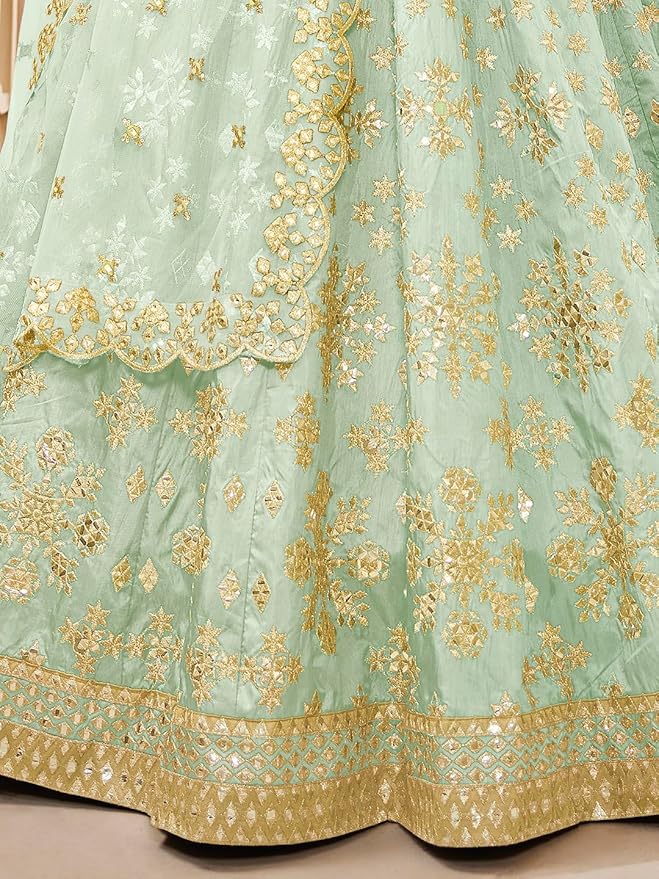 Zeel Clothing Art Women's Embroidered Georgette Lehenga Choli Set - Image 5