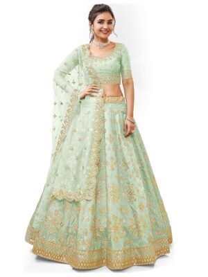 Zeel Clothing Art Women's Embroidered Georgette Lehenga Choli Set