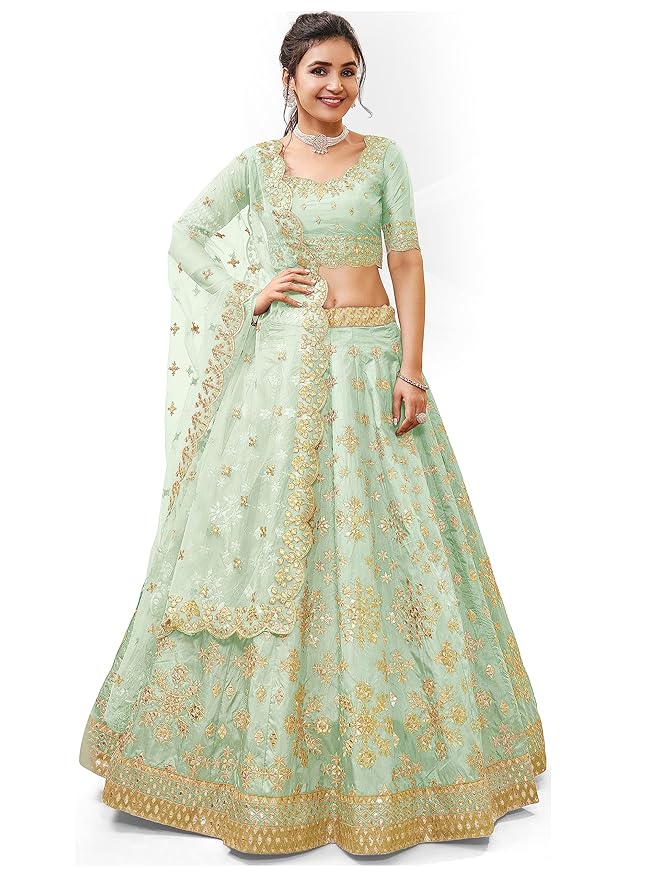 Zeel Clothing Art Women's Embroidered Georgette Lehenga Choli Set