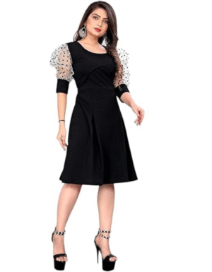 KUDUZO Women’s Stylish Western Long Dress – Black Party Wear Gown