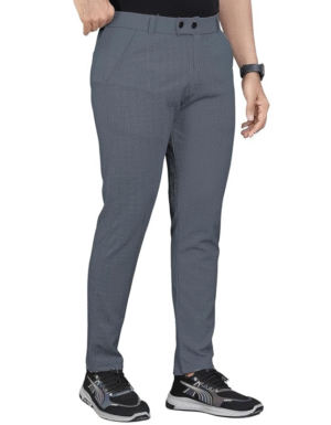GIBBONTE Men’s Regular Fit Cotton Blend Trousers | Self-Design Formal Pants